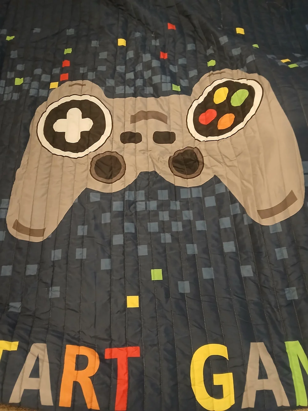 Navy/Multicolor Gamer Controller Reversible Comforter with Pillow Shams
